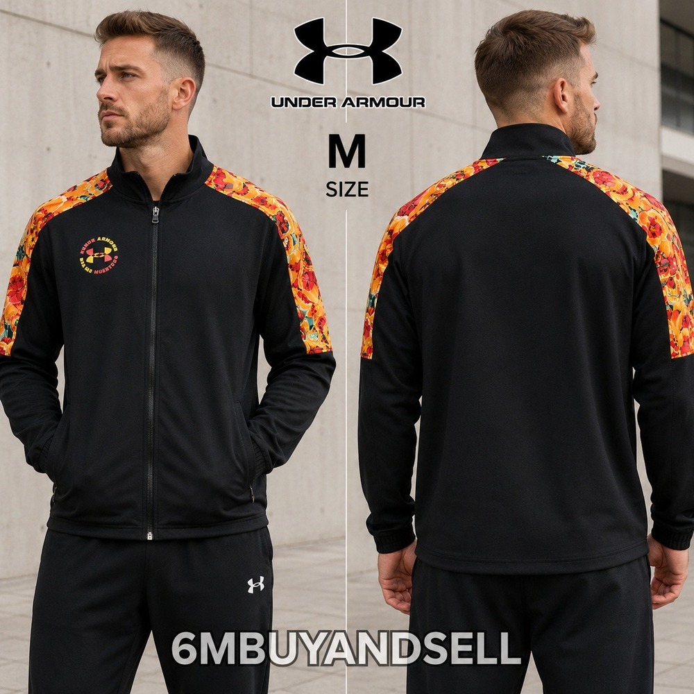 Under Armour Mens Dia de Muertos Track Jacket Black Floral 1374740-001 Size M
